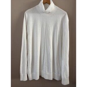 GAP Men's XXL White Turtleneck Sweater Lightweight Knit Pullover Long Sleeve